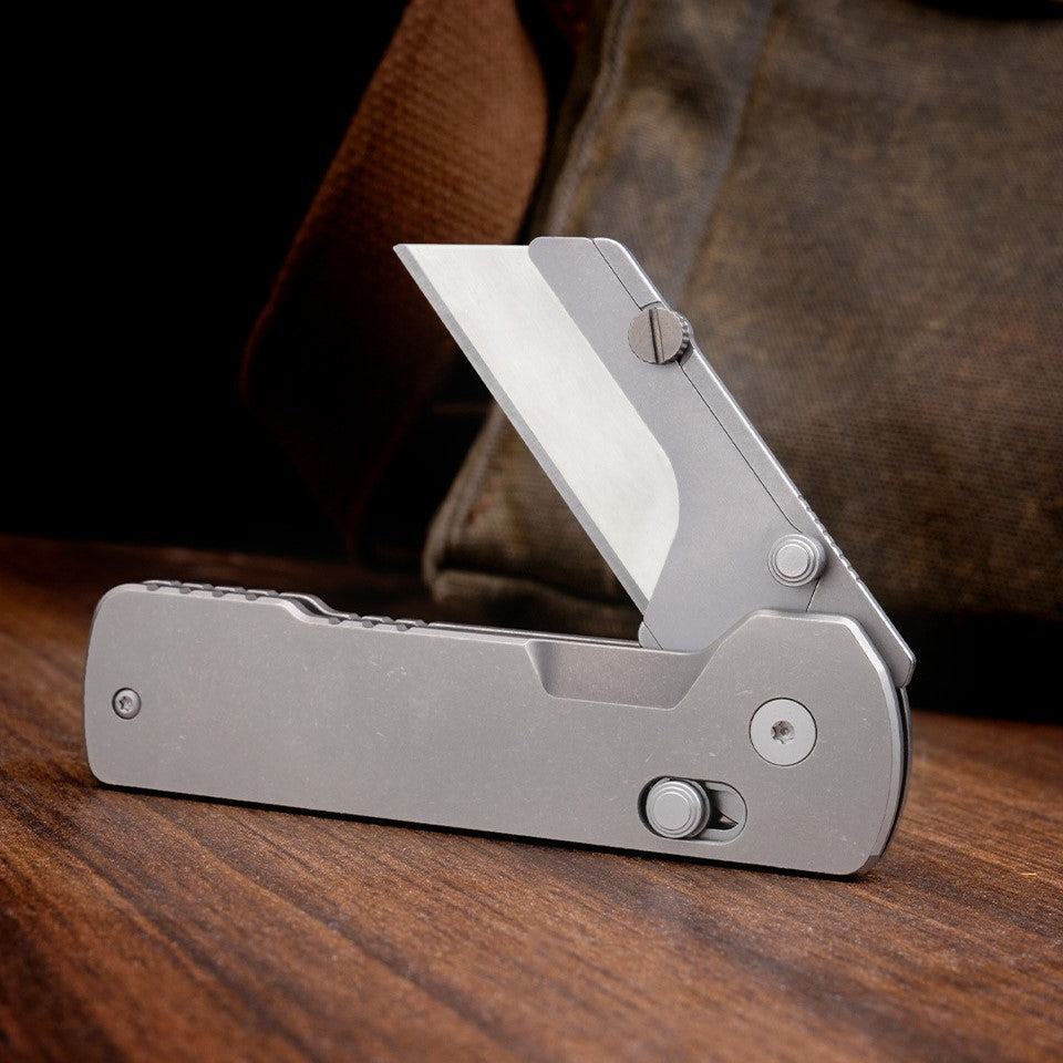 Folding Box Cutter - Titanium Handle Axis Lock Quick‑Swap Blade