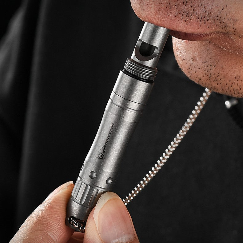 Titanium Alloy Multi-function EDC Pendant Pen, Touch Stylus, Emergency Survival Whistle Portable Outdoor Tool