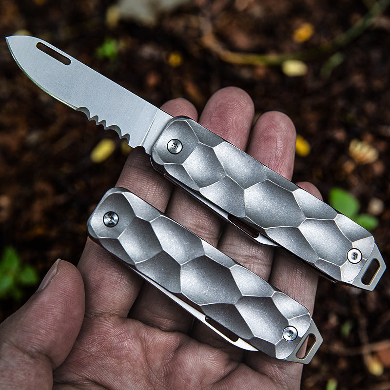 Titanium Multi Tool Keychain Folding Knife