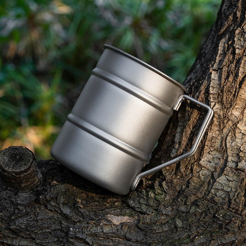 Pure Titanium Camping Mug, 350ml Portable Outdoor Coffee Cup