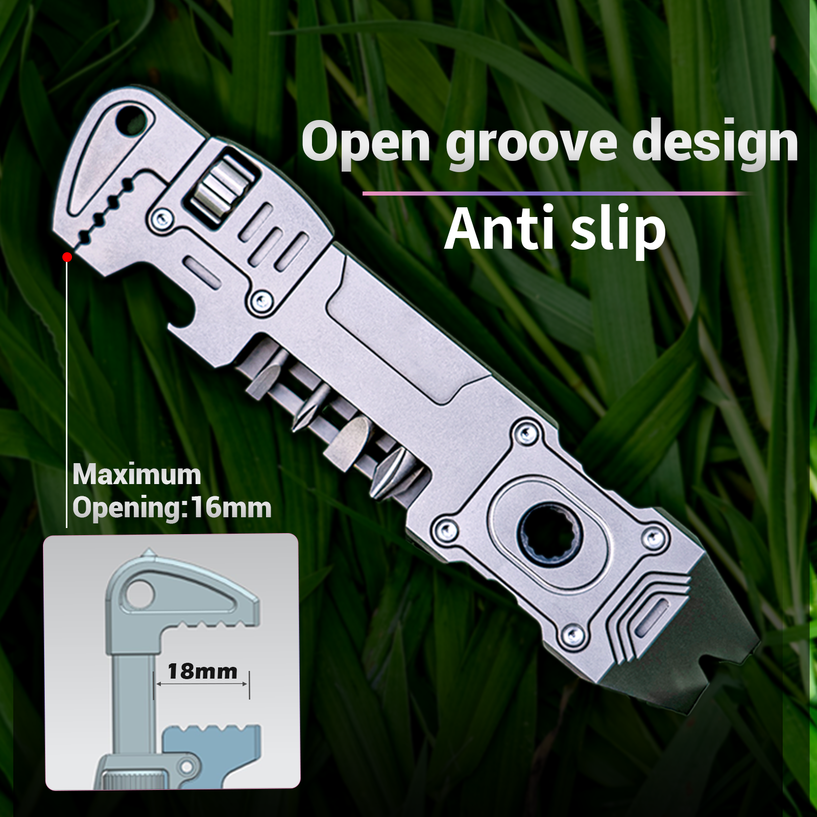 Titanium 6‑IN‑1 EDC Multi‑Tool | Pry Bar & Adjustable Wrench