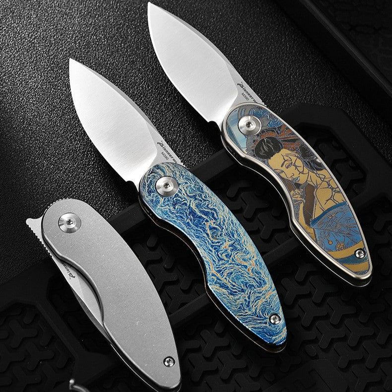 Geisha Blade TC4 Titanium M390 EDC Pocket Knife