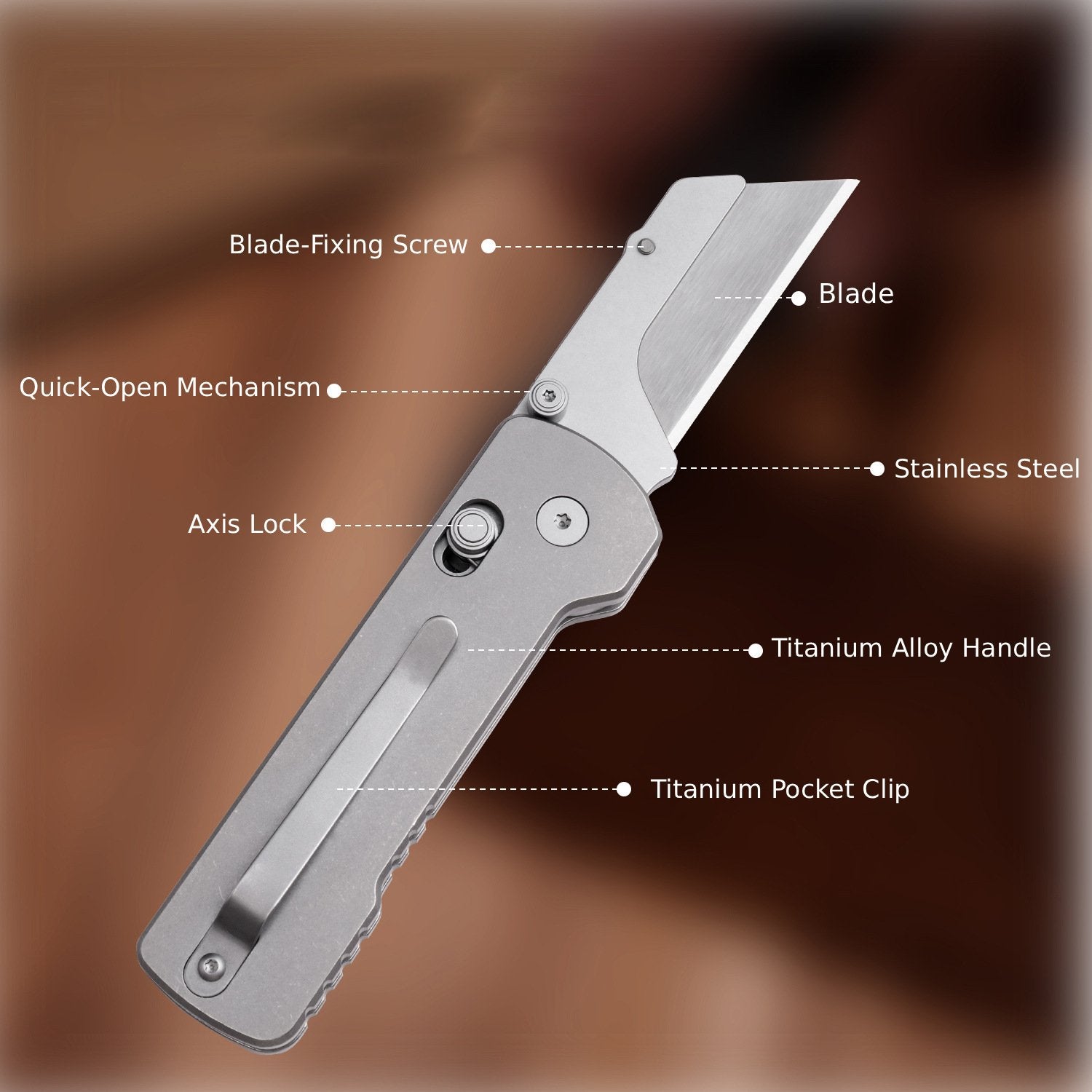 Folding Box Cutter - Titanium Handle Axis Lock Quick‑Swap Blade