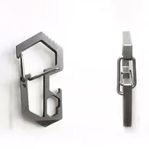 Titanium Keychain Carabiner Climbing Button Multi-Tool Outdoor Spring Hook