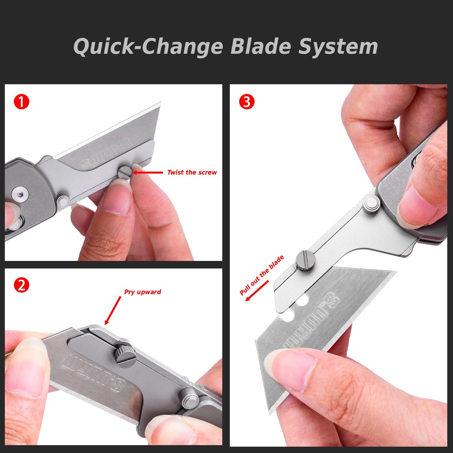 Folding Box Cutter - Titanium Handle Axis Lock Quick‑Swap Blade