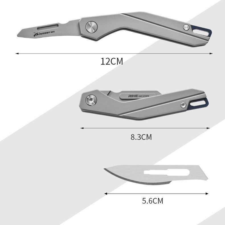 Titanium EDC Folding Scalpel Knife | Replaceable #24 Blade Pocket Cutter