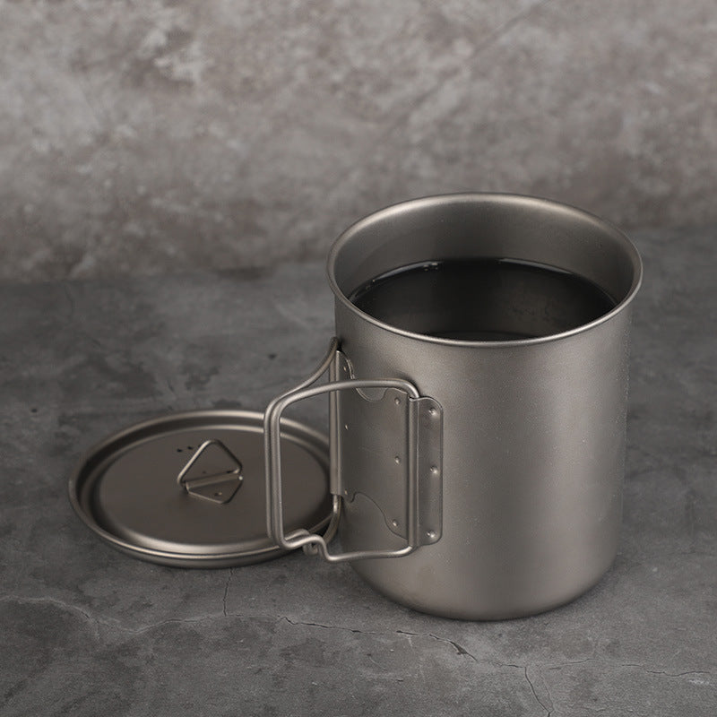 Pure Titanium Folding Mug with Lid | Ultralight Camping Cup