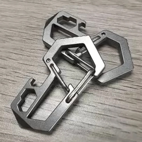 Titanium Keychain Carabiner Climbing Button Multi-Tool Outdoor Spring Hook