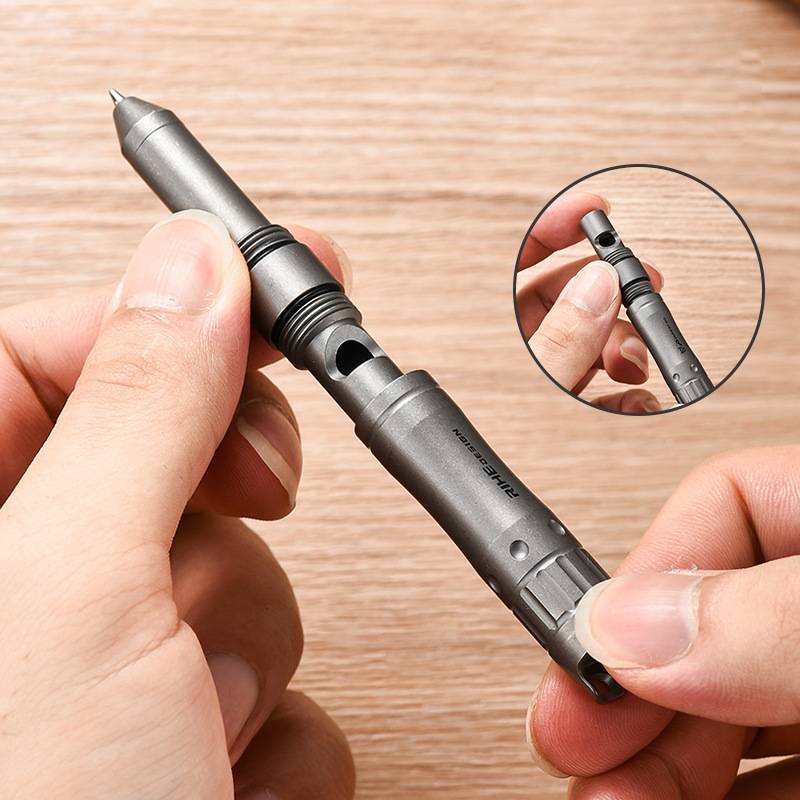 Titanium Alloy Multi-function EDC Pendant Pen, Touch Stylus, Emergency Survival Whistle Portable Outdoor Tool
