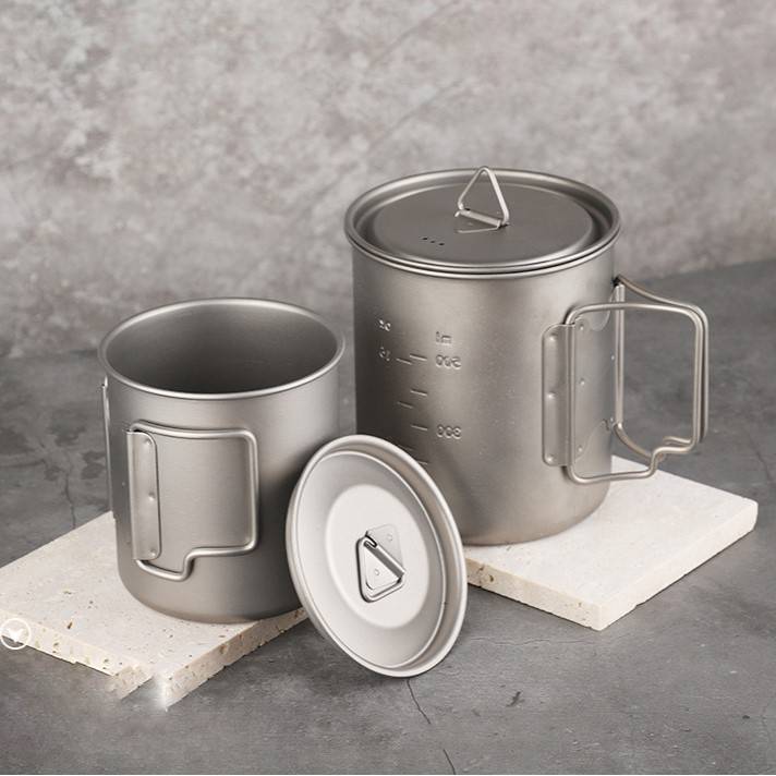 Pure Titanium Folding Mug with Lid | Ultralight Camping Cup