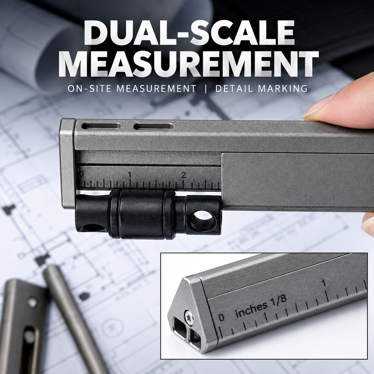 TL07 Titanium Multi-Functional EDC Ruler & Hidden Pencil Set