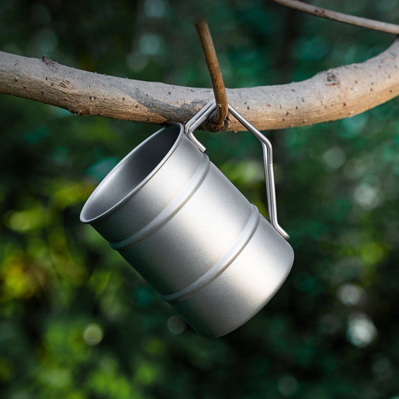 Pure Titanium Camping Mug, 350ml Portable Outdoor Coffee Cup