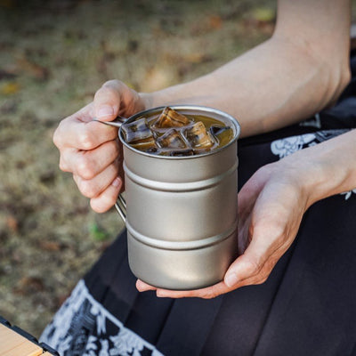 Pure Titanium Camping Mug, 350ml Portable Outdoor Coffee Cup