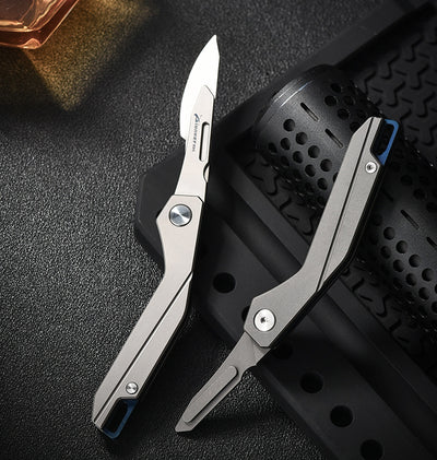 Titanium EDC Folding Scalpel Knife | Replaceable #24 Blade Pocket Cutter