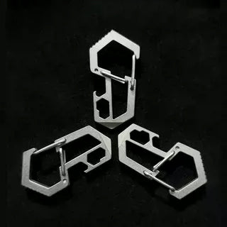 Titanium Keychain Carabiner Climbing Button Multi-Tool Outdoor Spring Hook