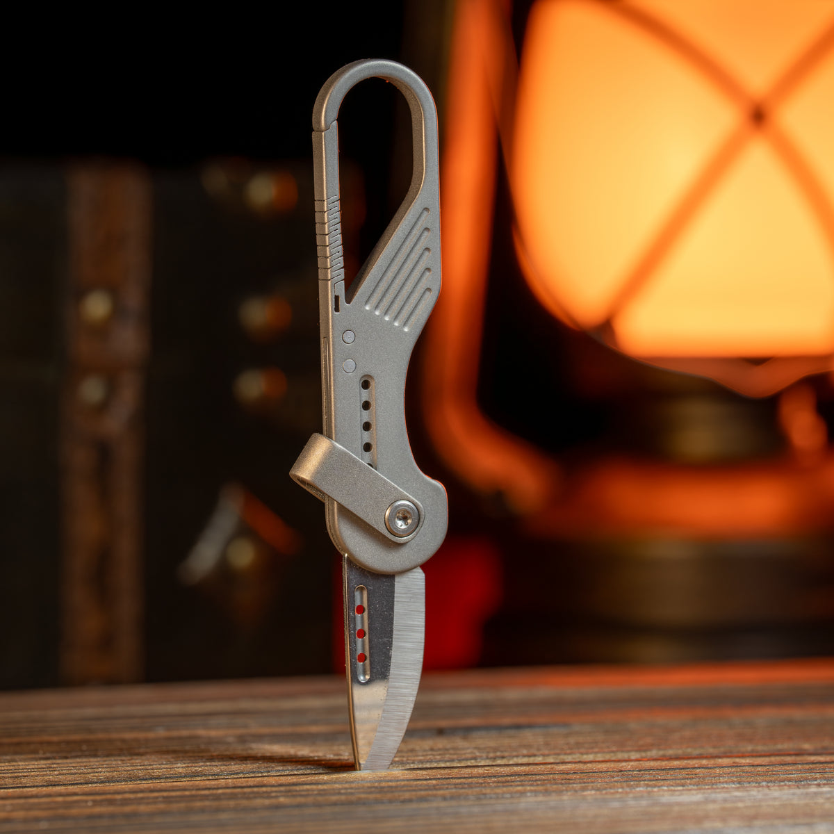 Carabiner Titanium Keychain Folding Knife‑GR5 Titanium Mini EDC Pocket Knife for Outdoor Cutting