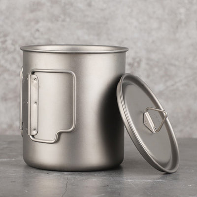 Pure Titanium Folding Mug with Lid | Ultralight Camping Cup