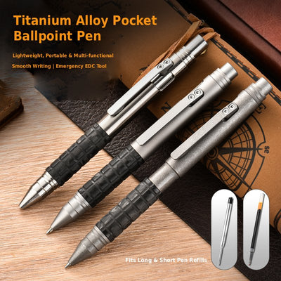 Titanium Bolt Action EDC Pocket Pen | Adjustable Ballpoint Writing Pen