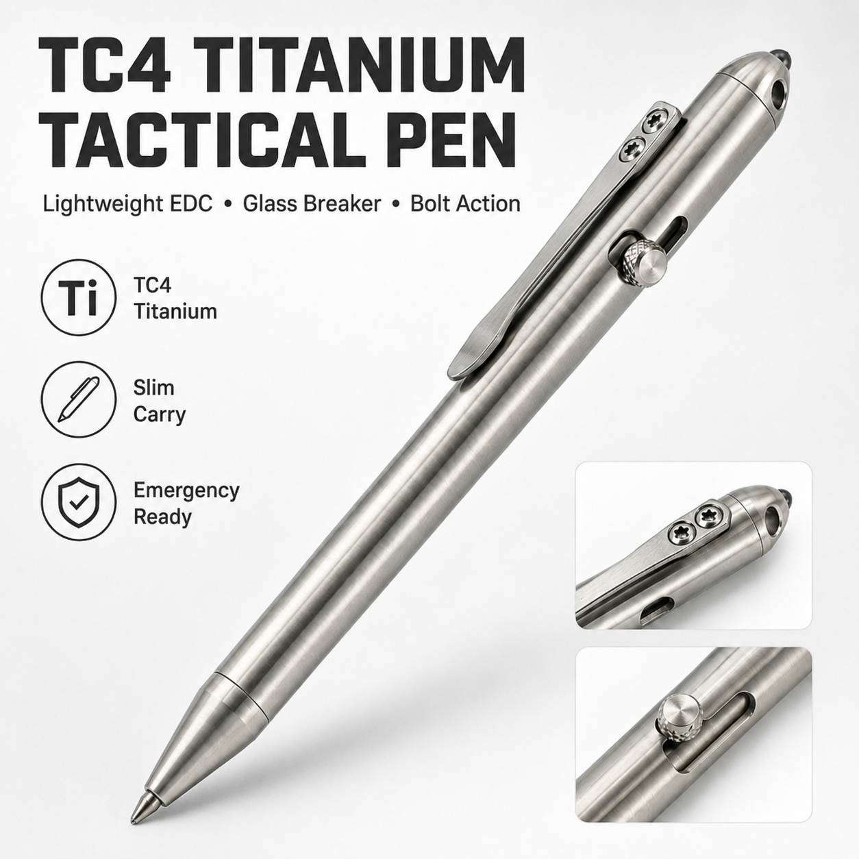 BoltCore: Titanium Bolt Action Tactical Pen