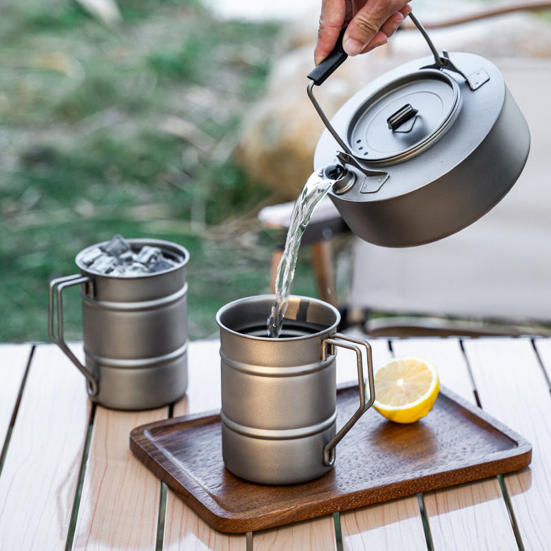 Pure Titanium Camping Mug, 350ml Portable Outdoor Coffee Cup