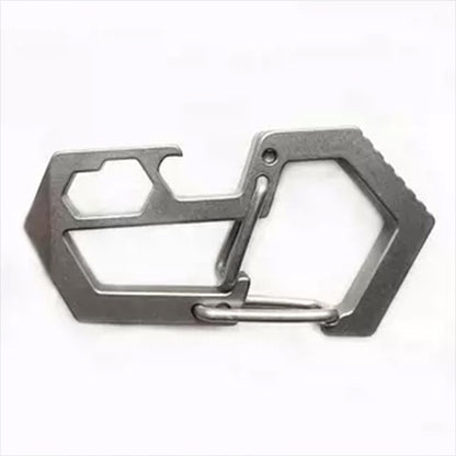 Titanium Keychain Carabiner Climbing Button Multi-Tool Outdoor Spring Hook