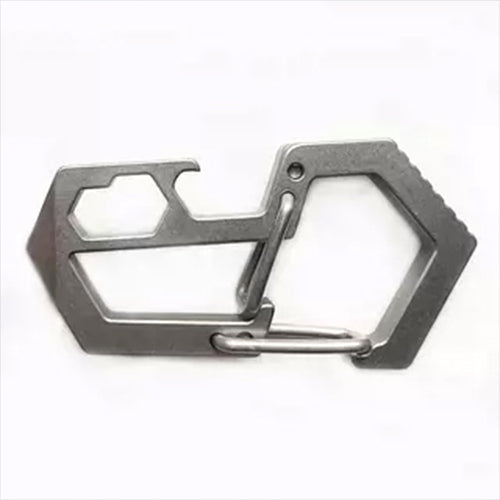 Titanium Keychain Carabiner Climbing Button Multi-Tool Outdoor Spring Hook