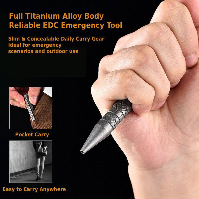 Titanium Alloy Tactical Pen, EDC Window Breaker Ballpoint Pen