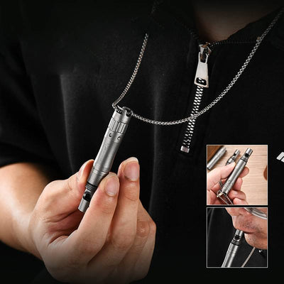 Titanium Alloy Multi-function EDC Pendant Pen, Touch Stylus, Emergency Survival Whistle Portable Outdoor Tool