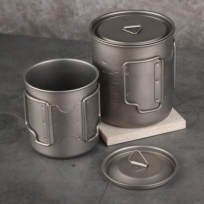 Pure Titanium Folding Mug with Lid | Ultralight Camping Cup