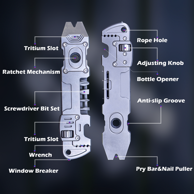 Titanium 6‑IN‑1 EDC Multi‑Tool | Pry Bar & Adjustable Wrench