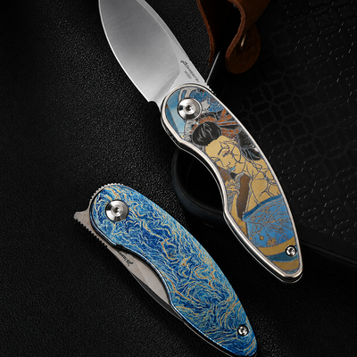 Geisha Blade TC4 Titanium M390 EDC Pocket Knife
