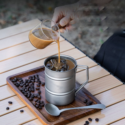 Pure Titanium Camping Mug, 350ml Portable Outdoor Coffee Cup