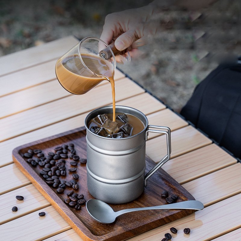 Pure Titanium Camping Mug, 350ml Portable Outdoor Coffee Cup