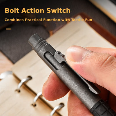 Titanium Bolt Action EDC Pocket Pen | Adjustable Ballpoint Writing Pen