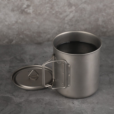 Pure Titanium Folding Mug with Lid | Ultralight Camping Cup