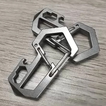Titanium Keychain Carabiner Climbing Button Multi-Tool Outdoor Spring Hook