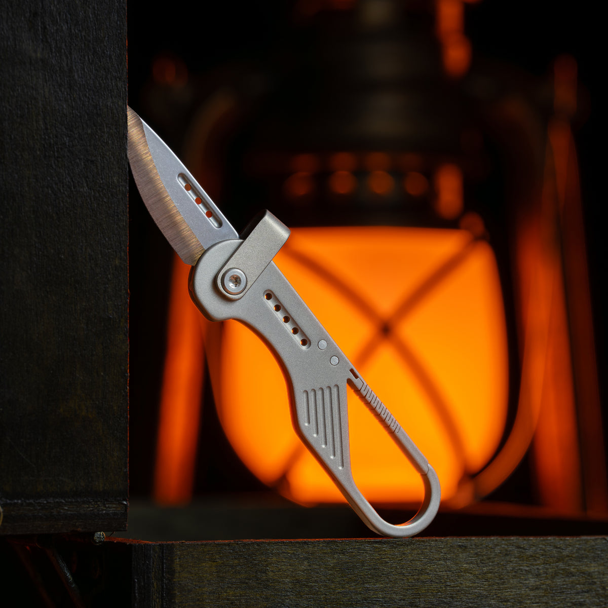 Carabiner Titanium Keychain Folding Knife‑GR5 Titanium Mini EDC Pocket Knife for Outdoor Cutting