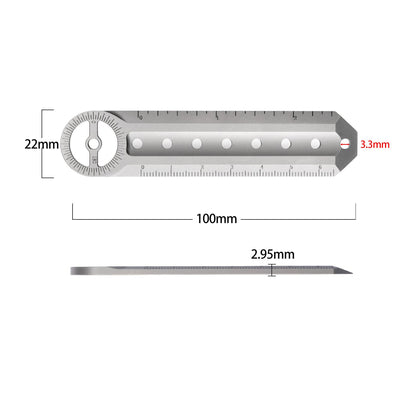 TitanPivot Ruler - Titanium 180° Protractor Parallel Marking EDC Layout Tool