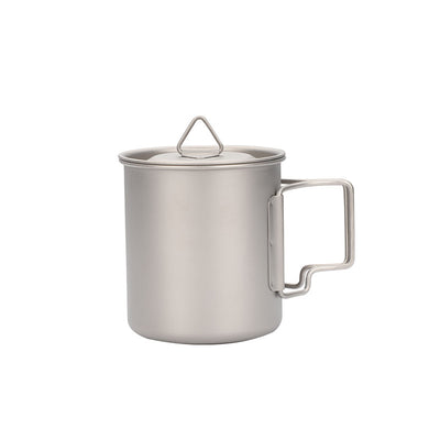 Pure Titanium Folding Mug with Lid | Ultralight Camping Cup