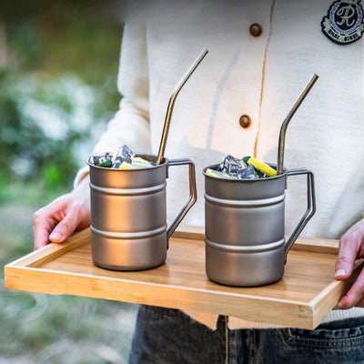 Pure Titanium Camping Mug, 350ml Portable Outdoor Coffee Cup