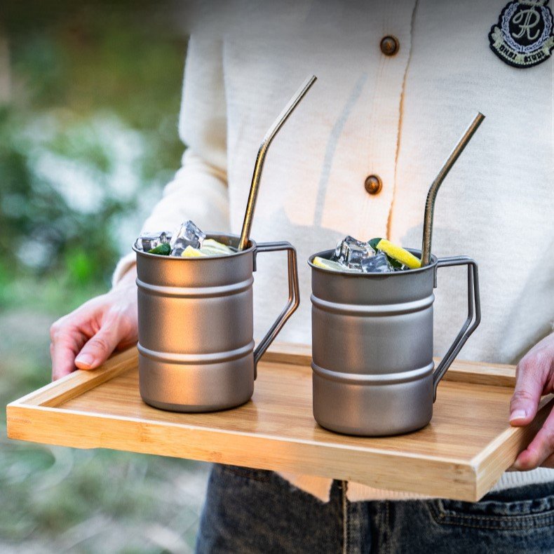 Pure Titanium Camping Mug, 350ml Portable Outdoor Coffee Cup