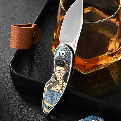 Geisha Blade TC4 Titanium M390 EDC Pocket Knife