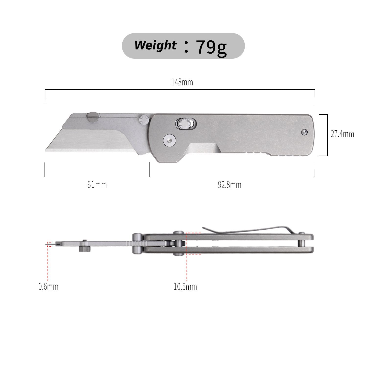 Folding Box Cutter - Titanium Handle Axis Lock Quick‑Swap Blade