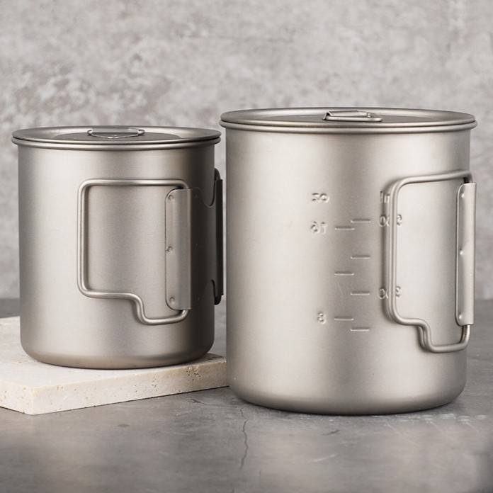 Pure Titanium Folding Mug with Lid | Ultralight Camping Cup