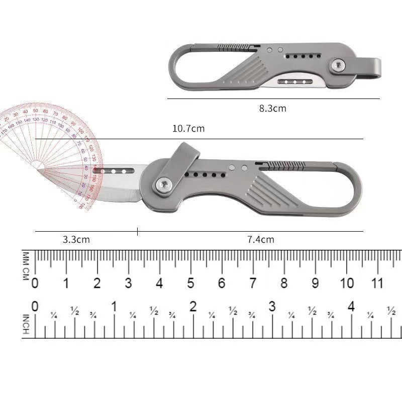 Carabiner Titanium Keychain Folding Knife‑GR5 Titanium Mini EDC Pocket Knife for Outdoor Cutting