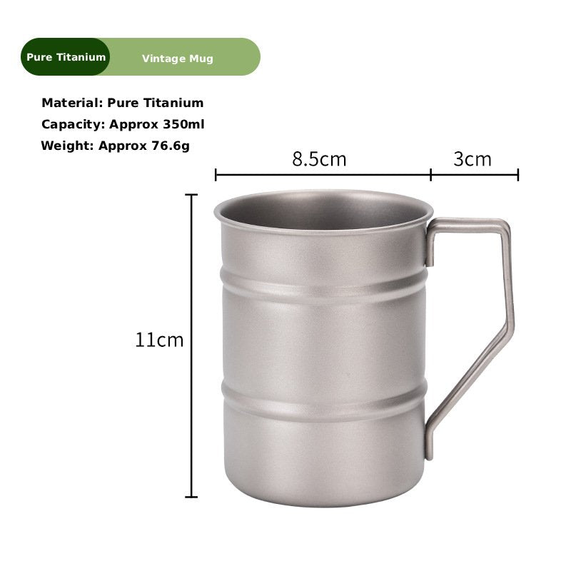 Pure Titanium Camping Mug, 350ml Portable Outdoor Coffee Cup