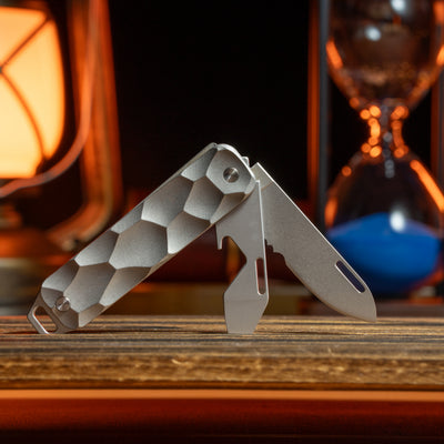OmniBlade Titanium Multi-Tool Keychain Knife - Foldable Compact Pocket Cutter