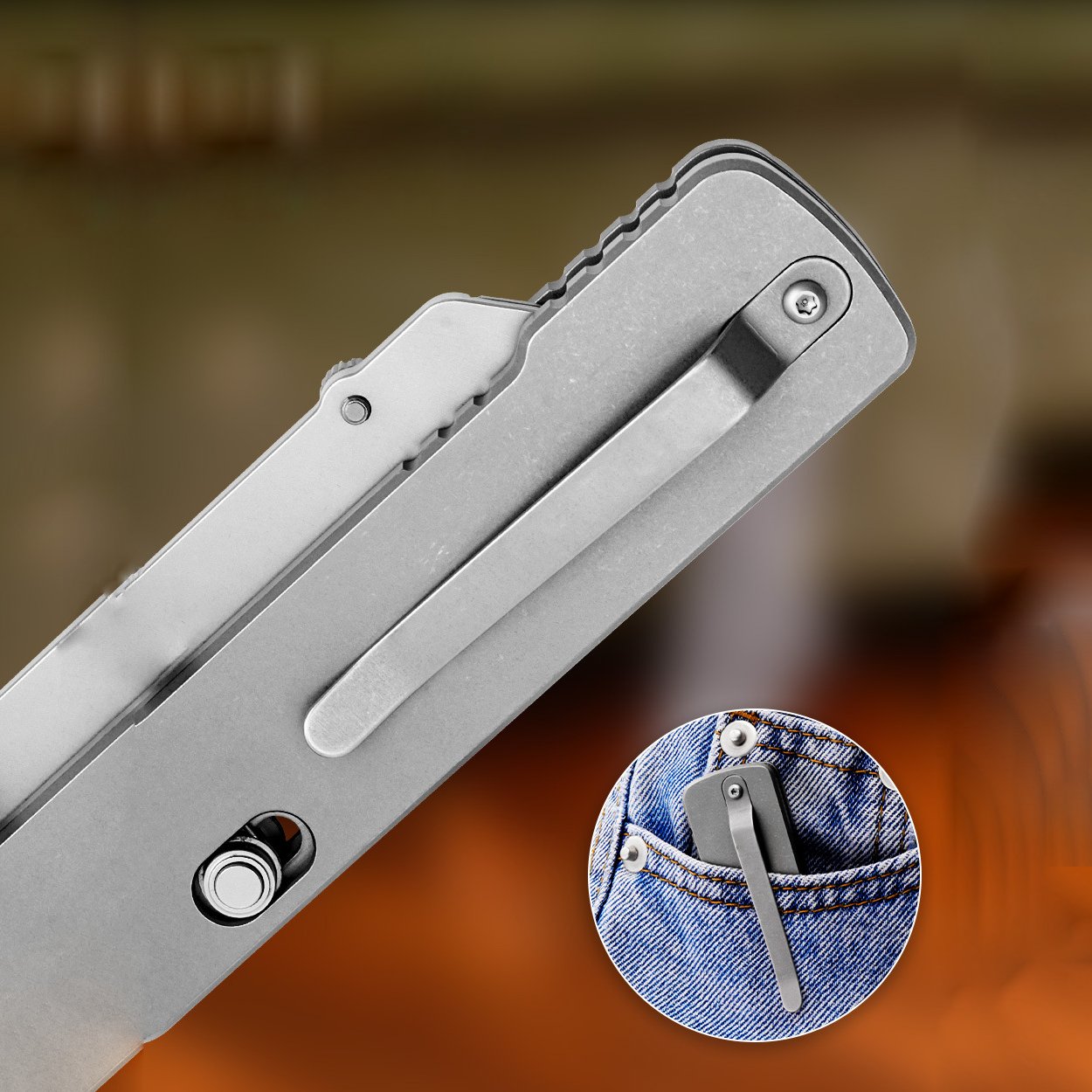 Folding Box Cutter - Titanium Handle Axis Lock Quick‑Swap Blade