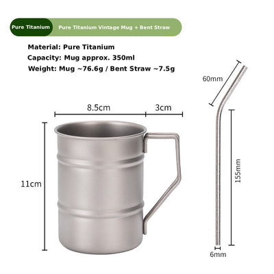 Pure Titanium Camping Mug, 350ml Portable Outdoor Coffee Cup