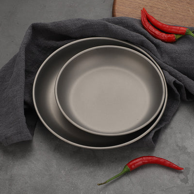 Pure Titanium Lightweight Camping Bowl & Plate, Portable Outdoor Tableware